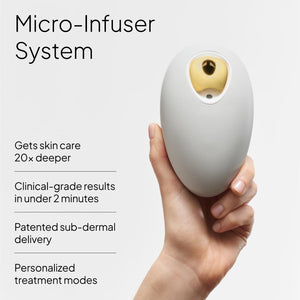 Droplette Ultra Starter Set – Patented Micro-Infuser Skincare Device with Collagen Hydrofiller Capsules for Hydration & Plumping – Dove Grey Device with 28 Single-Use Capsules