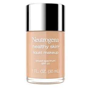 Neutrogena Healthy Skin Liquid Makeup Foundation, Broad Spectrum SPF 20 Sunscreen, Lightweight & Flawless Coverage Foundation with Antioxidant Vitamin E & Feverfew, Natural Tan, 1 fl. oz