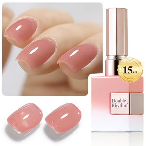 Double Rhythm Translucent Gel Polish Sheer Neutral Natural Light Milky Same Color Same Bottle 15ML Jelly UV Polish Nail Art DIY at Home (Jelly Nude Brown-A1492)