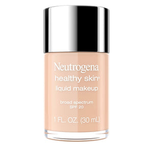 Neutrogena Healthy Skin Liquid Makeup Foundation, Broad Spectrum SPF 20 Sunscreen, Lightweight & Flawless Coverage Foundation with Antioxidant Vitamin E & Feverfew, Natural Tan, 1 fl. oz