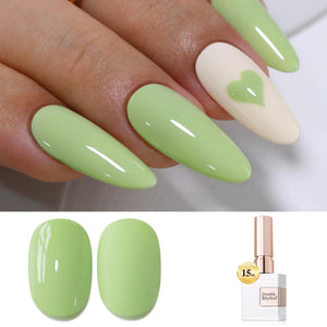 Double Rhythm 0.5 Oz Gel Nail Polish Neutral Natural Same Color Same Bottle Translucent Light Milky Pastel 15ML Manicure French Design Art DIY at Home (Pearl Green-B1146)
