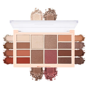 Neutral Nude Brown Eyeshadow Palette–Beige, Cool Taupe, Bronze Gold Shimmer, Cocoa Brown, High-Pigment Blendable Long-Lasting Eye Shadow and Contour Palette for Daily Soft Glam Makeup for Mature Eyes