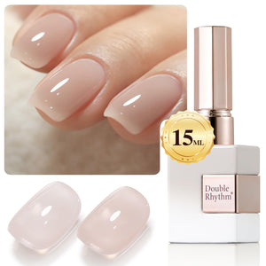 Double Rhythm Translucent Gel Polish Sheer Neutral Natural Light Milky Same Color Same Bottle 15ML Jelly UV Polish Nail Art DIY at Home (Jelly Nude Brown-A1492)
