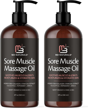 Anti Cellulite Massage Oil and Firm Dry Brush Kit | Collagen & Stem Cell Skin Tightening Kit | Radiant Body Care Kit for Women by M3