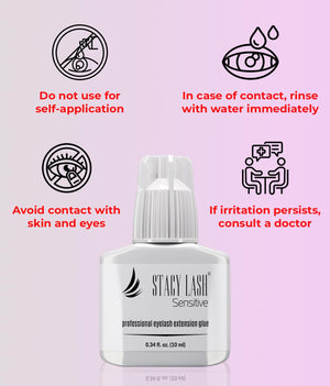 Sensitive Eyelash Extension Glue Stacy Lash 0.34fl.oz/10ml / 5-6 Sec Drying time/Retention – 4-5 Weeks/Professional Use Black Adhesive