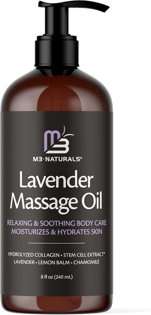 Anti Cellulite Massage Oil and Firm Dry Brush Kit | Collagen & Stem Cell Skin Tightening Kit | Radiant Body Care Kit for Women by M3