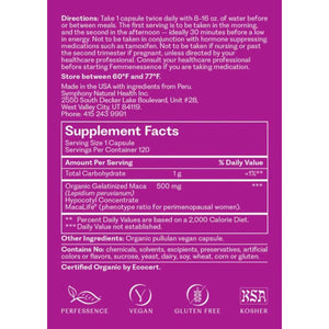Femmenessence® MacaLife® – Clinically Proven Perimenopausal Organic Vegan Supplement for Natural Hormone Balance, Symptom Relief, Heart & Mood Support (120 Capsules, 60 Day Supply)