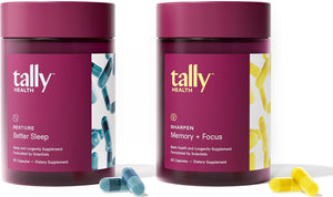 Tally Health Cognitive Lift Bundle - Deep Restorative Sleep & Sharper Memory, Focus & Brain Aging Support with Restore (30-Day Supply, 90 Caps) + Sharpen (30-Day Supply)