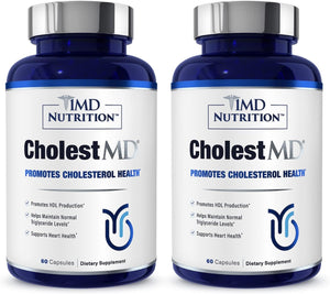 1MD Nutrition CholestMD with Olive Leaf Extract, Bergavit, Niacin, Garlic | 60 Capsules