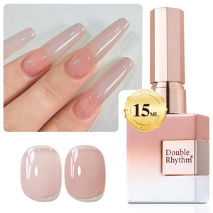 Double Rhythm Translucent Gel Polish Sheer Neutral Natural Light Milky Same Color Same Bottle 15ML Jelly UV Polish Nail Art DIY at Home (Jelly Nude Brown-A1492)