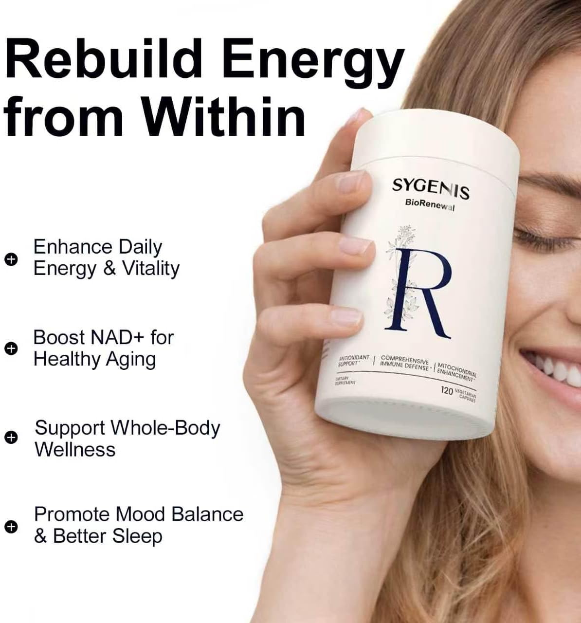 BioRenewal NAD Supplements for Women and Men | Energy Supplements for Cellular Repair | Longevity Mix for Anti Aging | Supports Brain Function, Muscle | Vegan & Gluten Free 120 Capsules