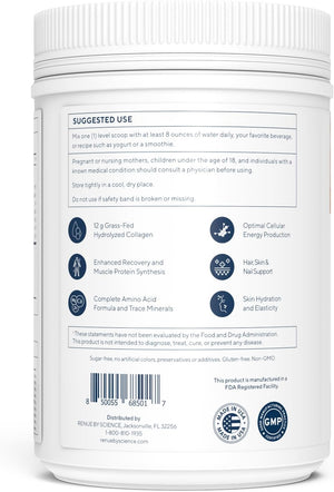 Renue By Science Skin & Body Essentials | Collagen Peptides Electrolytes Creatine & BCAA Powder | Collagen (12g) Creatine Monohydrate (4g) per Serving with Taurine & Glycine | Made in USA - Chocolate