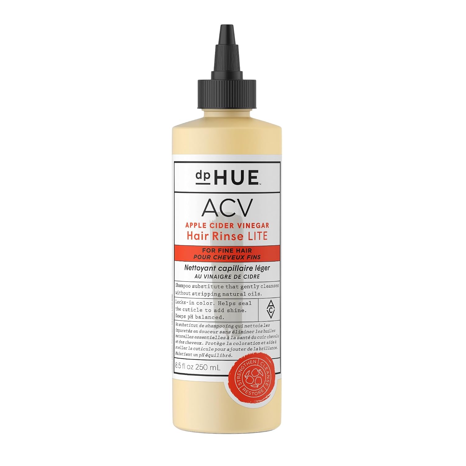 dpHUE Apple Cider Vinegar Hair Rinse Lite, 8.5 oz - Shampoo Alternative, Scalp Cleanser & Post Workout Rinse - Won’t Weigh Fine Hair Down - Removes Buildup & Sweat