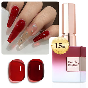 Double Rhythm Translucent Gel Polish Sheer Neutral Natural Light Milky Same Color Same Bottle 15ML Jelly UV Polish Nail Art DIY at Home (Jelly Nude Brown-A1492)