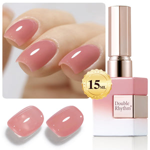 Double Rhythm Translucent Gel Polish Sheer Neutral Natural Light Milky Same Color Same Bottle 15ML Jelly UV Polish Nail Art DIY at Home (Jelly Nude Brown-A1492)