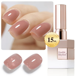 Double Rhythm Translucent Gel Polish Sheer Neutral Natural Light Milky Same Color Same Bottle 15ML Jelly UV Polish Nail Art DIY at Home (Jelly Nude Brown-A1492)