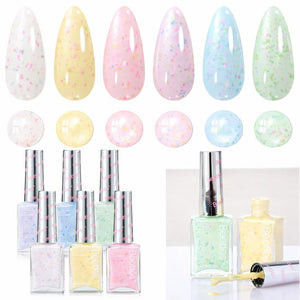 Beetles Jelly Nail Polish Set,6 Colors Pink Nude Jelly Quick Dry Nail Polish Fingernail Fast Drying & Long Lasting Nail Strengthener Polish Gifts for Women