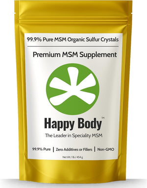 Organic Sulfur Crystals | 99.9% Pure MSM | Joints, Hair & Skin | 1 Pack | Organic Sulfur Crystals | 99.9% Pure MSM | Joints, Recovery, Hair, Skin & Much More | 100% Additive-Free | By Happy Body™