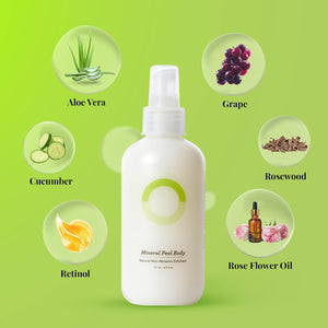O.R.G Skincare Mineral Peel Body Exfoliator - K-Beauty Body Peel for Smooth, Glowing Skin - Gentle Non-Abrasive Exfoliating Formula for Sensitive Skin, Natural & Cruelty-Free, 6 ounces