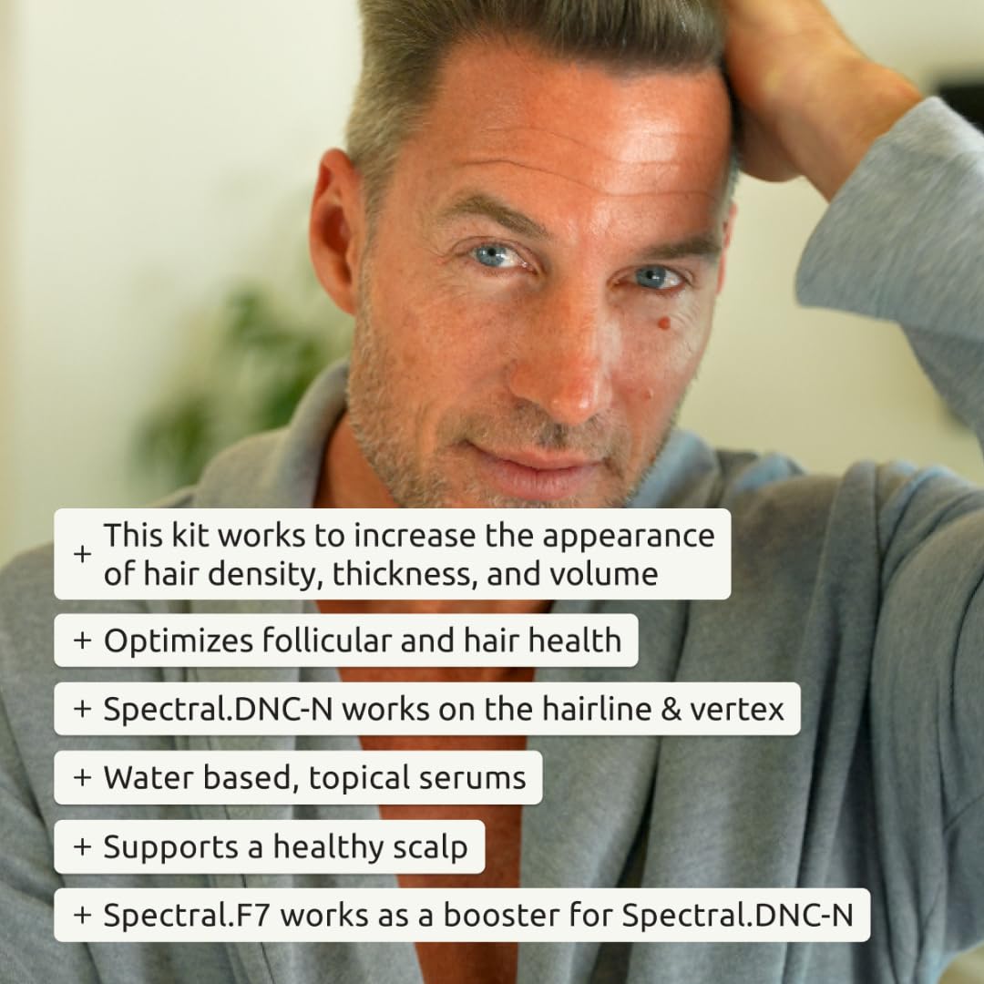 DS Labs Spectral Men's & Spectral Booster, Hair Density Serum - Leave-In, Strengthening, Thickening, Minimize Shedding, 60mL, Packaging May Vary