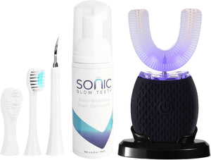 Ultrasonic Toothbrush for Adults Automatic Toothbrush with Soft Bristles Rechargeable Portable 30'' Automatic Timer Wireless Charging Washable for Travel & Home Use (White)