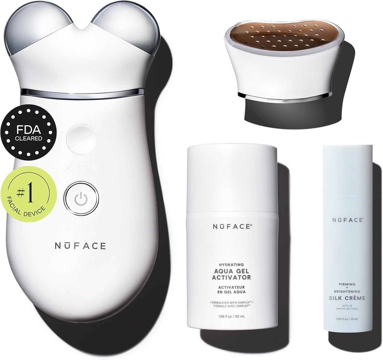 NUFACE Trinity+ Microcurrent Facial Device + LED Red Light Wrinkle Reducer, FDA-Cleared - Red Light Therapy for Face & Neck, Enhances Radiance & Reduces Fine Lines - Skin Tightening & Lifting