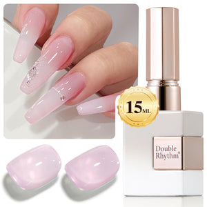 Double Rhythm Translucent Gel Polish Sheer Neutral Natural Light Milky Same Color Same Bottle 15ML Jelly UV Polish Nail Art DIY at Home (Jelly Nude Brown-A1492)