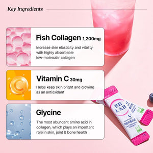 BB LAB Gift Set, Low Molecular Korean Collagen Powder Stick Supplement, Korean Marine Collagen, Fish Collagen Peptides, Vitamin C, Glycine, Fast Absorption