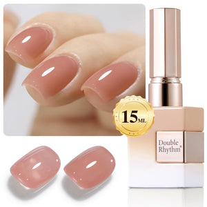 Double Rhythm Translucent Gel Polish Sheer Neutral Natural Light Milky Same Color Same Bottle 15ML Jelly UV Polish Nail Art DIY at Home (Jelly Nude Brown-A1492)