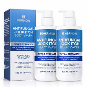 Hermon Antifungal Body Wash for Jock Itch: Tea Tree oil Body Wash for Jock Itch, Ringworm, Back Acne, Athlete's Foot, Tinea - Medicated Soap for Men and Women