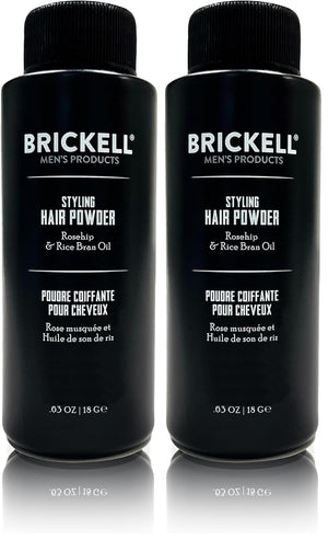 Brickell Men's Styling Hair Powder For Men, Creates Volume, Non-Greasy Texturizing Powder, With Rosehip, Rice Bran Oil, and Arrow Root Powder, 18g, Fragrance-Free
