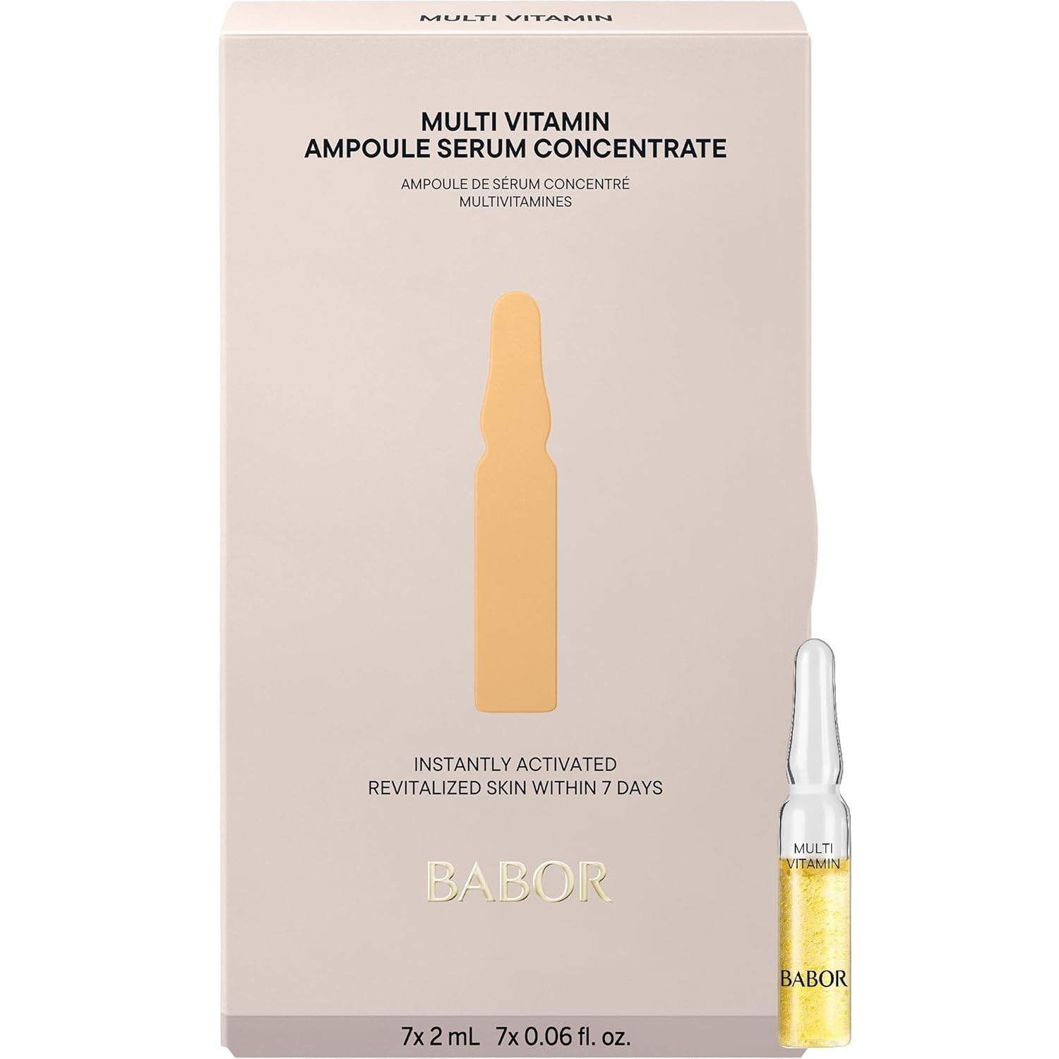 BABOR Multi Vitamin Ampoule Concentrate, Revitalize Dull Tired Skin, Vitamin A Increases Radiance, Vitamin C Evens Tone, Niacinamide Supports Skin Barrier, Vitamin Skincare Capsules, 7 Treatments