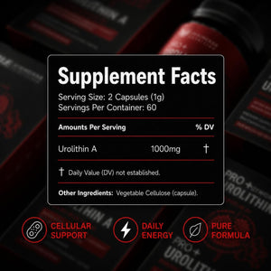 Urolithin A PRO Capsules - 1000mg, 120 Ct - Ultra Micronized Urolithin A Supplement for Mitochondrial Support, Cellular Health, Muscle Function & Healthy Aging