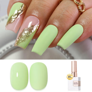 Double Rhythm 0.5 Oz Gel Nail Polish Neutral Natural Same Color Same Bottle Translucent Light Milky Pastel 15ML Manicure French Design Art DIY at Home (Pearl Green-B1146)