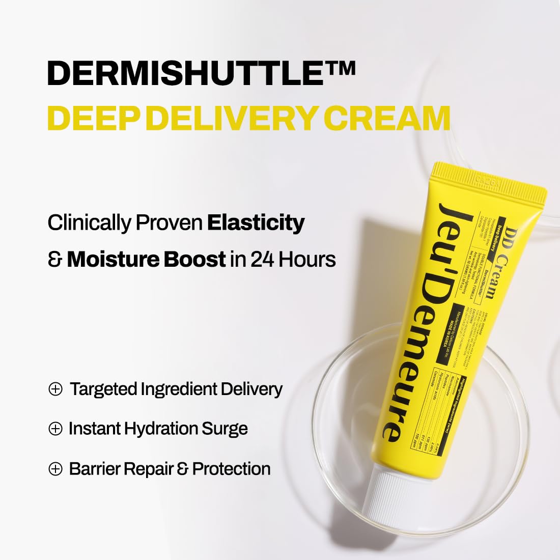 JEU'DEMEURE DermiShuttle DD Cream Deep Hydration Intensive Smoothness Face, Neck and Hand with Peptide, Ceramide, Hyaluronic Acid, Anti Aging Wrinkles Cream, Korean skincare Moisturizer (50g)