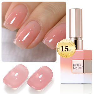 Double Rhythm Translucent Gel Polish Sheer Neutral Natural Light Milky Same Color Same Bottle 15ML Jelly UV Polish Nail Art DIY at Home (Jelly Nude Brown-A1492)