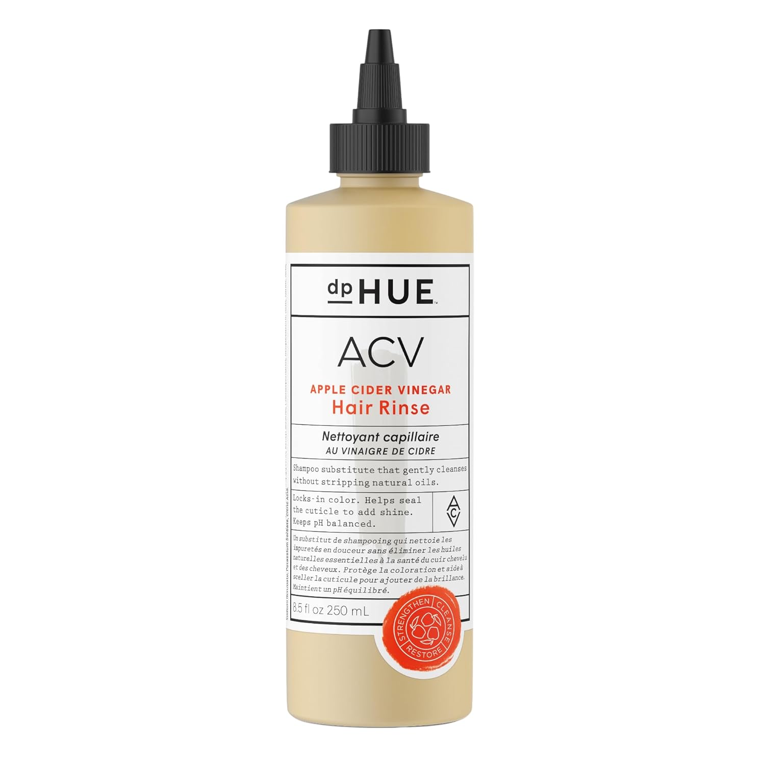 dpHUE Apple Cider Vinegar Hair Rinse, 8.5 oz - Shampoo Alternative, Scalp Cleanser & Post Workout Rinse - Removes Buildup & Sweat - Protects Natural Hair Oils