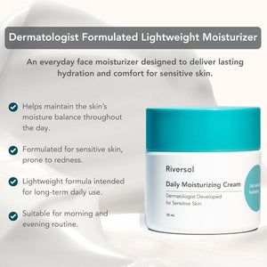Riversol Face Moisturizer & Rosacea Cream for Sensitive Skin | Lightweight Redness Relief | Stabilized Vitamin C & Shea Butter | Fragrance Free | Dermatologist Developed