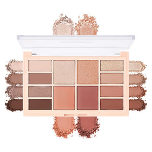 Neutral Nude Brown Eyeshadow Palette–Beige, Cool Taupe, Bronze Gold Shimmer, Cocoa Brown, High-Pigment Blendable Long-Lasting Eye Shadow and Contour Palette for Daily Soft Glam Makeup for Mature Eyes
