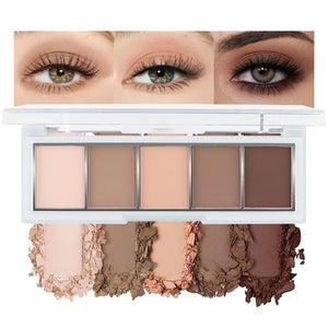 Neutral Nude Brown Eyeshadow Palette–Beige, Cool Taupe, Bronze Gold Shimmer, Cocoa Brown, High-Pigment Blendable Long-Lasting Eye Shadow and Contour Palette for Daily Soft Glam Makeup for Mature Eyes