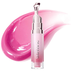 SKINTIFIC Peptide Brightening Lip Serum, Hydrating & Plumping Tinted Lip Gloss, Moisturizing Lip Balm with Polypeptides & Squalane for Glossy Sheer, Smooth Lips(10U Toast Brick)
