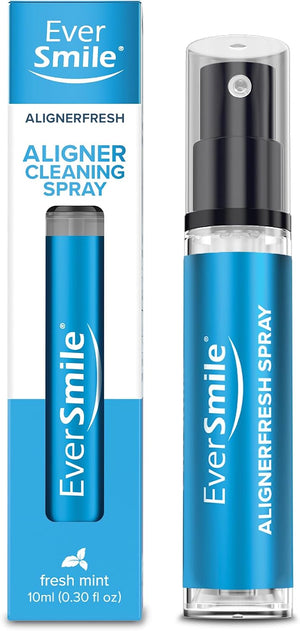 EverSmile AlignerFresh Cleaning Spray for Invisalign and All Clear Aligners and Retainers – On-the-Go Cleaning & Teeth Whitening, Kills Bacteria, Fights Bad Breath – Mint Flavor, 10ml (2 Pack)