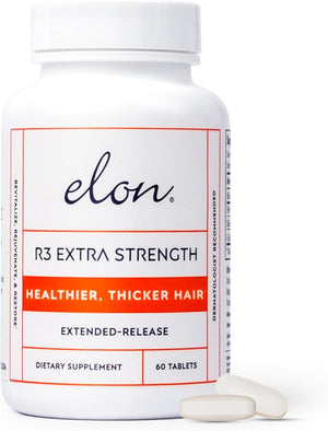 Elon R3 Extra Strength for Hair Growth - Supplements for Women to Grow Thicker, Fuller Hair, Advanced Formula with 5000 mcg Biotin Per Serving & Collagen, 60 Count (Pack of 3)