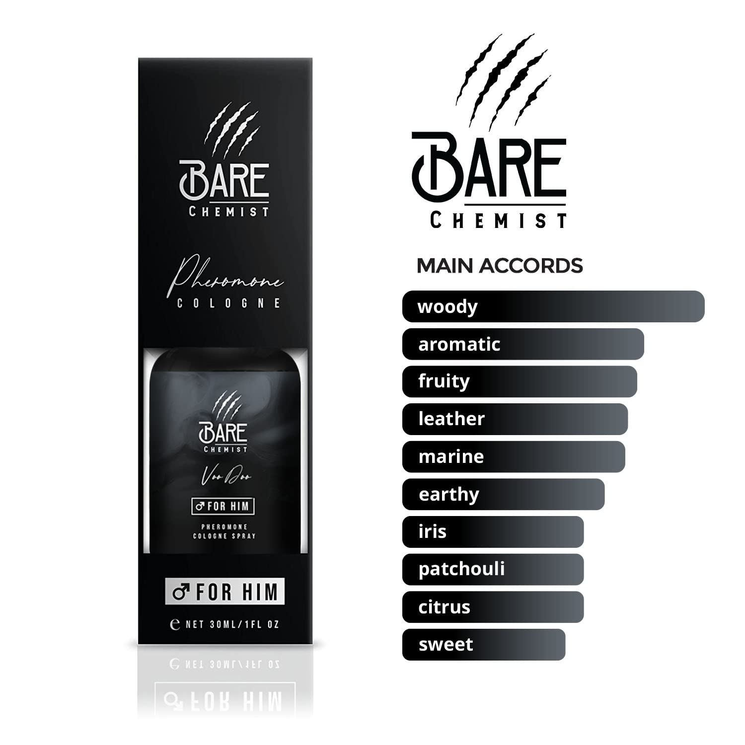 Voodoo Pheromone Cologne for Him - [Long Lasting Formula] Pheromone Perfume Oil Spray for Men 1oz. - Spice, Wood, Amber