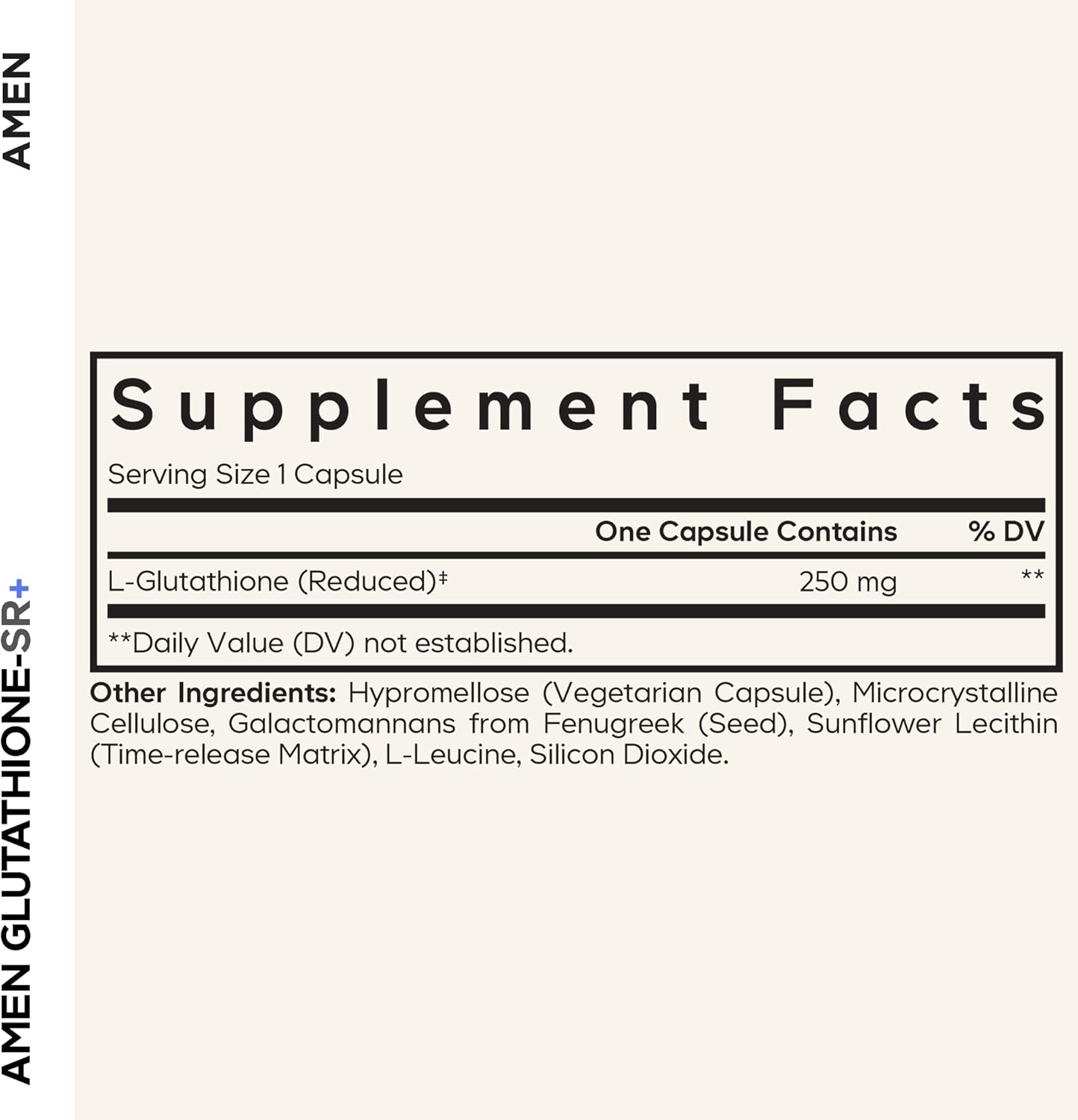 Amen Glutathione-SR+ Advanced Sustained-Release Supplement - 2-Month Supply - Reduced L-Glutathione - Galactomannans Fenugreek Seed - Time-Reduced Matrix - Non-GMO - 60 Capsules
