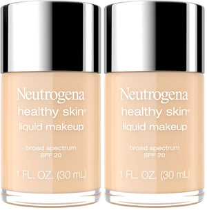 Neutrogena Healthy Skin Liquid Makeup Foundation, Broad Spectrum SPF 20 Sunscreen, Lightweight & Flawless Coverage Foundation with Antioxidant Vitamin E & Feverfew, Natural Tan, 1 fl. oz
