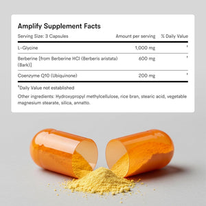 Tally Health Amplify Cellular Metabolism Booster & Energy Support Capsules with Berberine, CoQ10, Glycine - Metabolic Support Healthy Aging & Vitality - Vegan, Non-GMO, Gluten Free | 90 Capsules