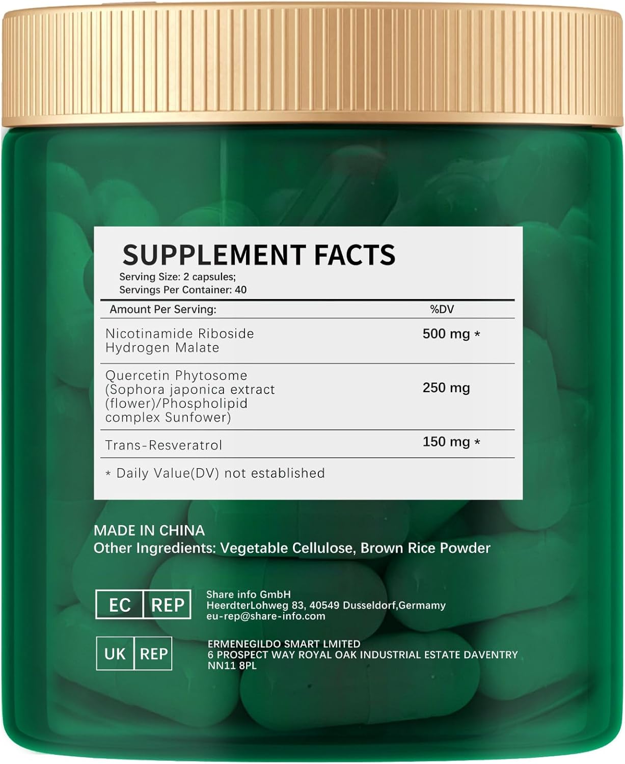 ESUNM Liposomal NAD+ Supplement with Resveratrol, NMN Supplement NAD Resveratrol Support Cellular Health, Stamina & Healthy Aging,Third-Party Tested，80 Capsules