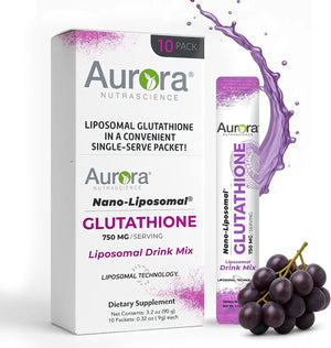 Aurora Nutrascience Micro-Pack Liposomal Glutathione - 500 mg Liquid Supplement, Antioxidant Support for Men & Women, Sugar Free, Non-GMO, Liposomal Glutathione Packets - 30 Single Serve Packets