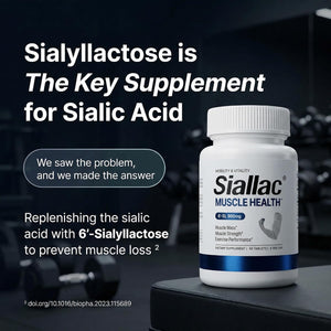 Muscle Health - Made in USA - Enhance Muscle Mass & Strength, Fast Workout Recovery, Reduce Fatigue & Boost Exercise Performance, 6-Sialyllactose (6-SL), 900mg, 90 Tablets (1 Pack)